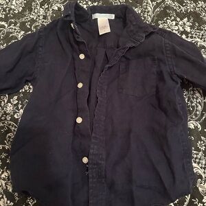 Navy blue Janie & Jack linen button down shirt